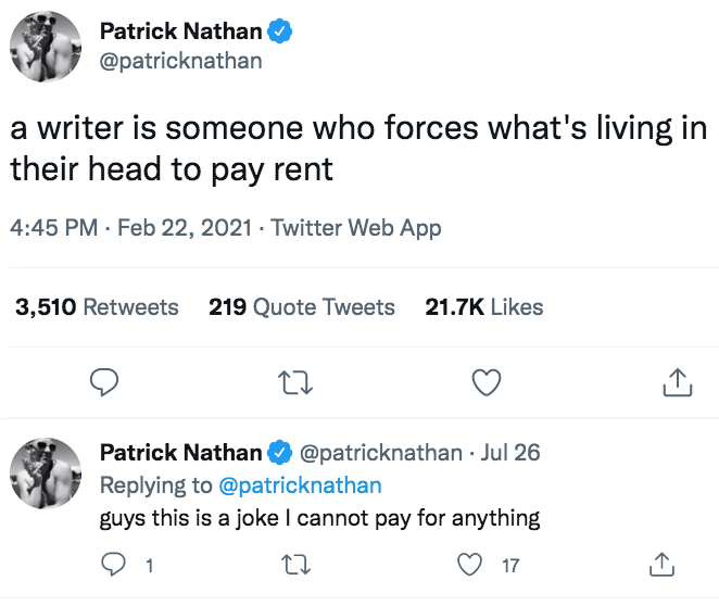Patrick Nathan tweet